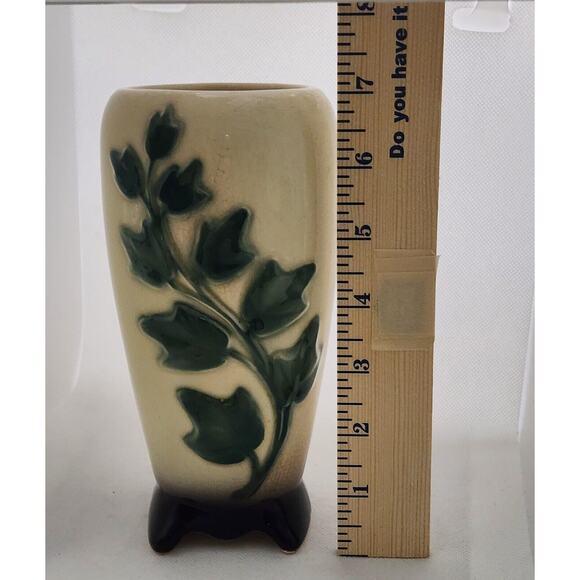 VASE-ROYAL COPLEY-Green Ivy Footed Bottom 7.25" High-Mid Century Modern - Picture 9 of 10